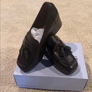 AEROSOLES Women’s Dark Brown Leather Tassel Loafers